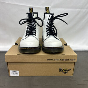 Dr. Martens 1460J Boots Youth Size 3 White Leather Lace Up Side Zip Romario FS